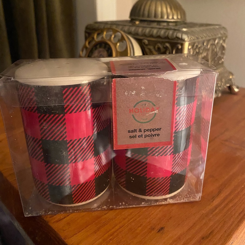 Red and Black Plaid Salt and Pepper Shakers